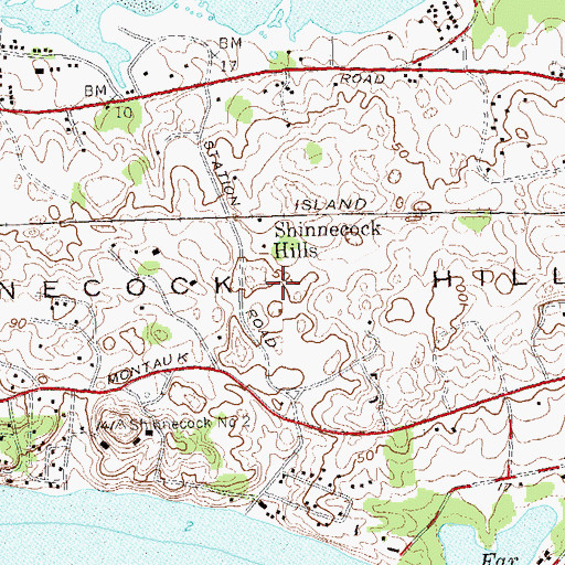 Topographic Map of Shinnecock Hills, NY