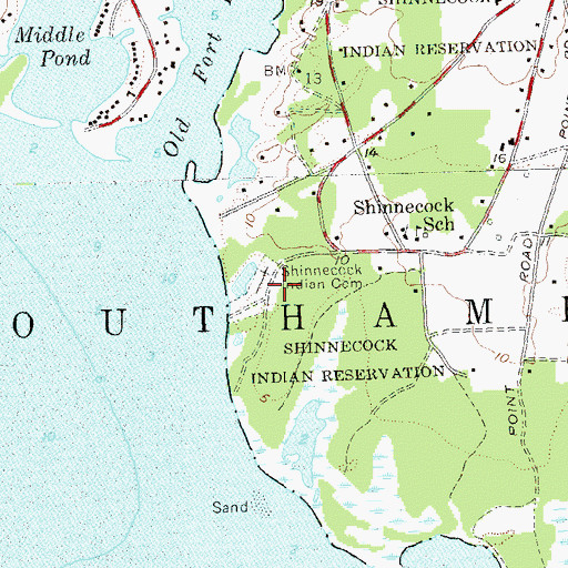 Topographic Map of Shinnecock Indian Cemetery, NY