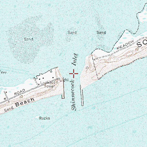 Topographic Map of Shinnecock Inlet, NY