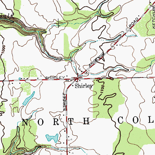 Topographic Map of Shirley, NY