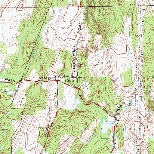 Topographic Map of Shookville Cemetery, NY