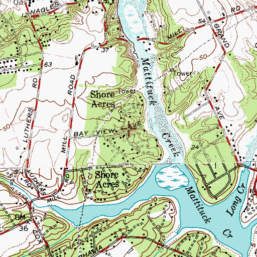 Topographic Map of Shore Acres, NY