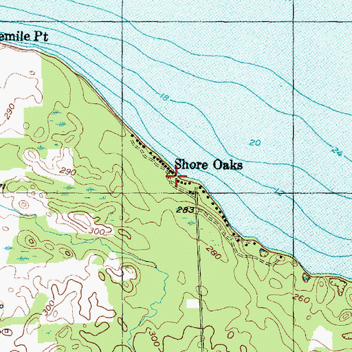 Topographic Map of Shore Oaks, NY