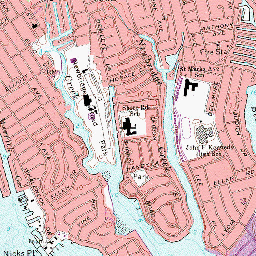 Topographic Map of Shore Road Intermediate Center, NY