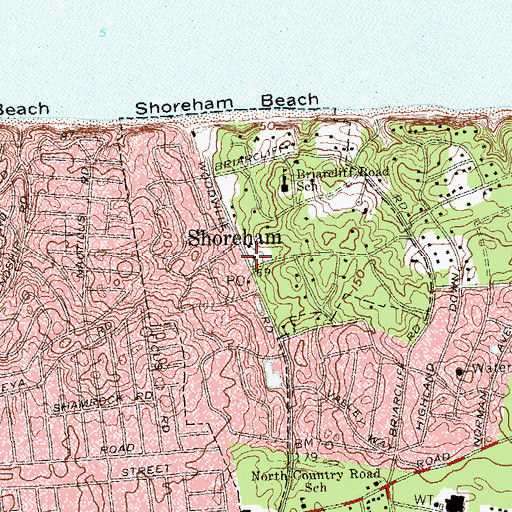 Topographic Map of Shoreham, NY