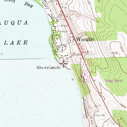 Topographic Map of Shorelands, NY