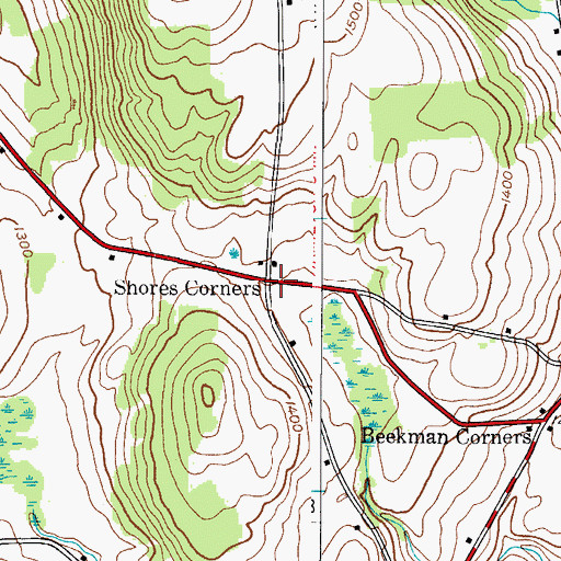 Topographic Map of Shores Corners, NY