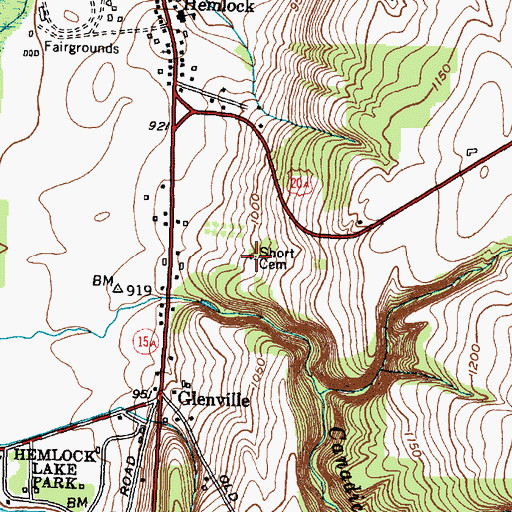 Topographic Map of Short Cemetery, NY
