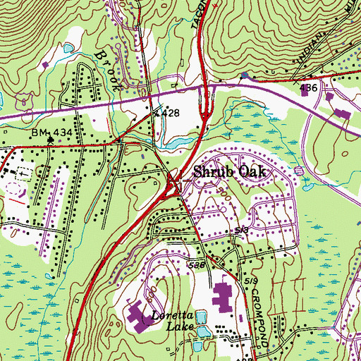 Topographic Map of Shrub Oak, NY