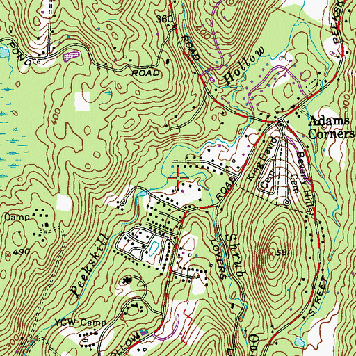 Topographic Map of Shrub Oak Brook, NY