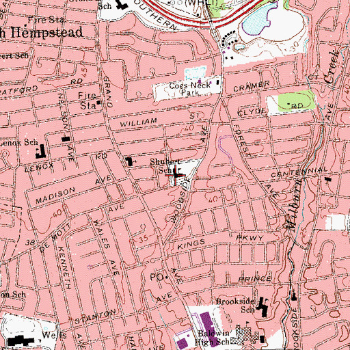 Topographic Map of Shubert Elementary School, NY