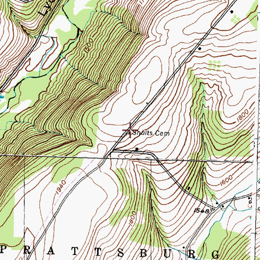 Topographic Map of Shults Cemetery, NY
