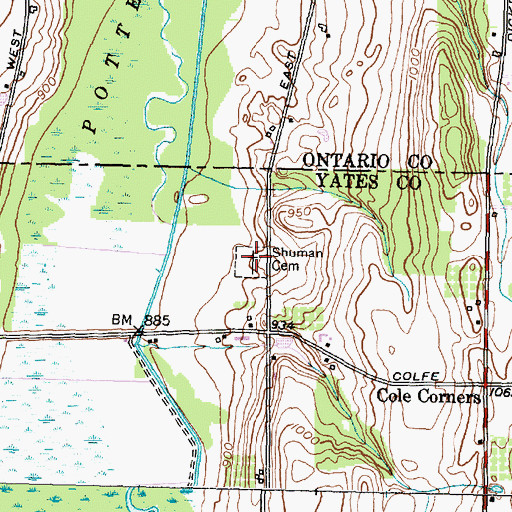 Topographic Map of Shuman Cemetery, NY