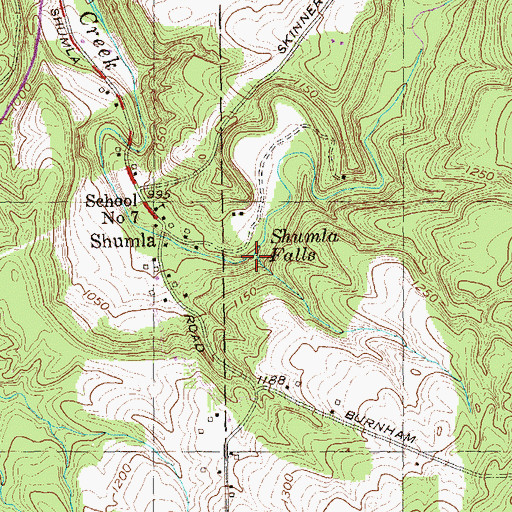Topographic Map of Shumla Falls, NY