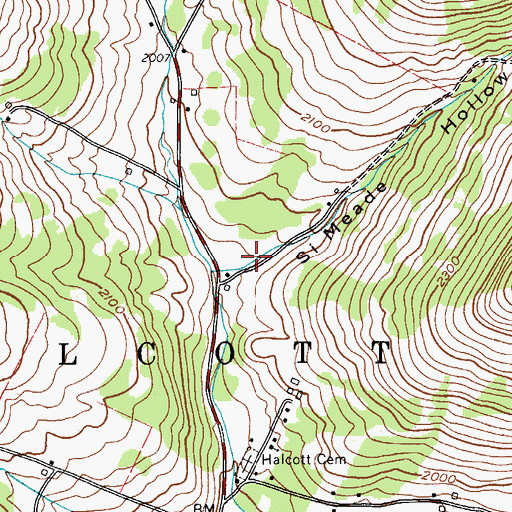 Topographic Map of Si Meade Hollow, NY