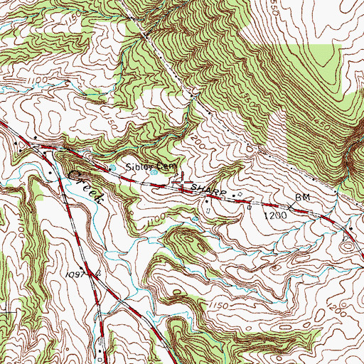 Topographic Map of Sibley Cemetery, NY