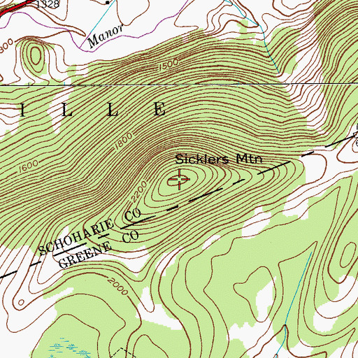 Topographic Map of Sicklers Mountain, NY