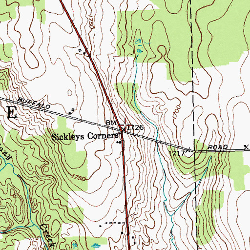 Topographic Map of Sickleys Corners, NY