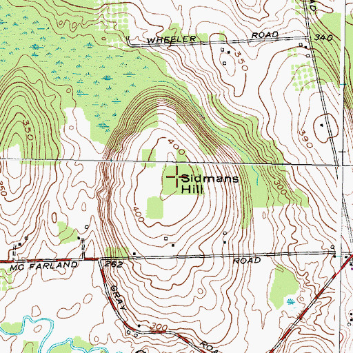 Topographic Map of Sidmans Hill, NY