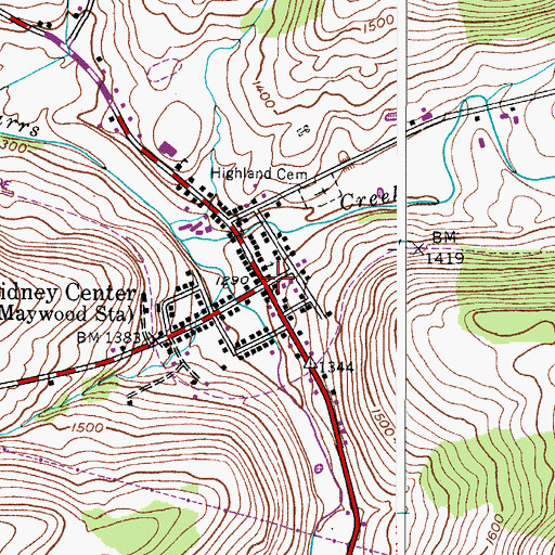 Topographic Map of Sidney Center, NY