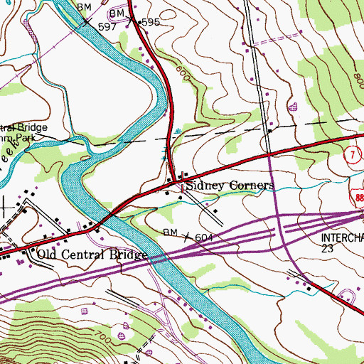 Topographic Map of Sidney Corners, NY