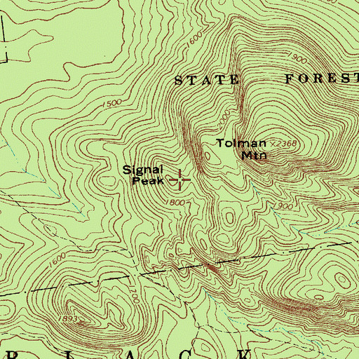 Topographic Map of Signal Peak, NY