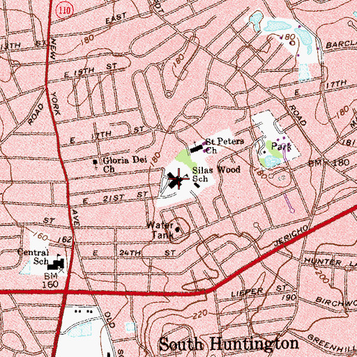 Topographic Map of Silas Wood Sixth Grade Center, NY