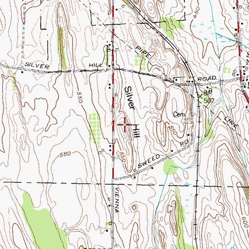 Topographic Map of Silver Hill, NY