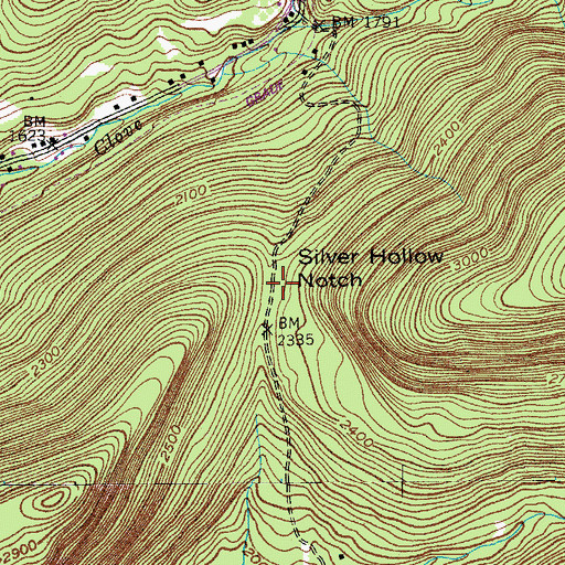 Topographic Map of Silver Hollow Notch, NY
