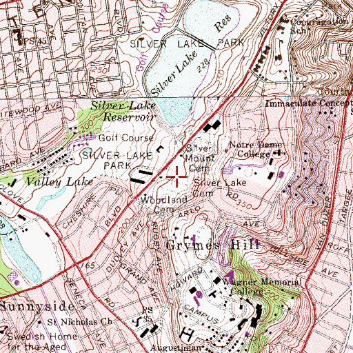 Topographic Map of Silver Lake Cemetery, NY