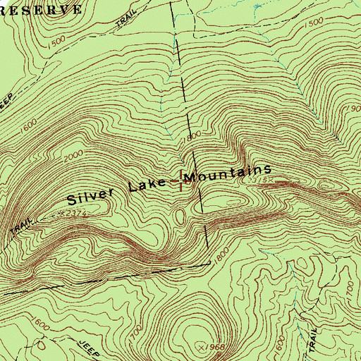 Topographic Map of Silver Lake Mountains, NY