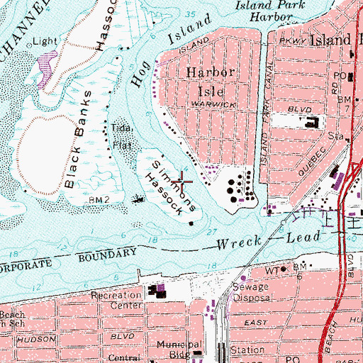 Topographic Map of Simmons Hassock, NY