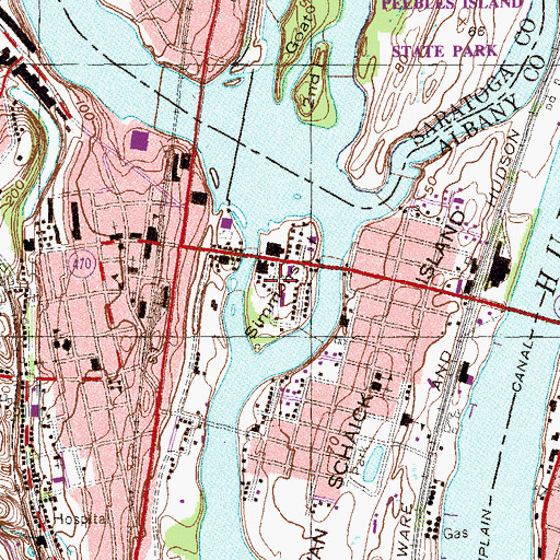 Topographic Map of Simmons Island, NY