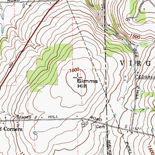 Topographic Map of Simms Hill, NY
