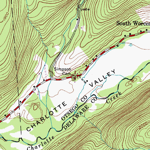Topographic Map of Simpson Cemetery, NY
