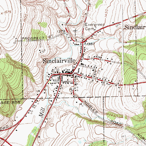 Topographic Map of Sinclairville, NY
