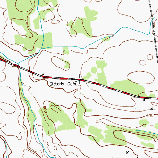 Topographic Map of Sitterly Cemetery, NY