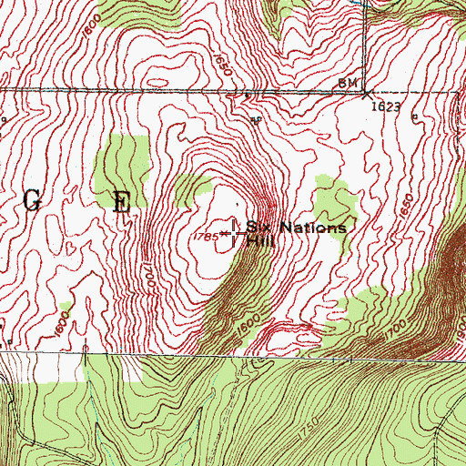 Topographic Map of Six Nations Hill, NY
