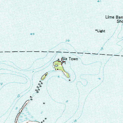 Topographic Map of Six Town Point, NY