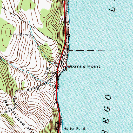 Topographic Map of Sixmile Point, NY