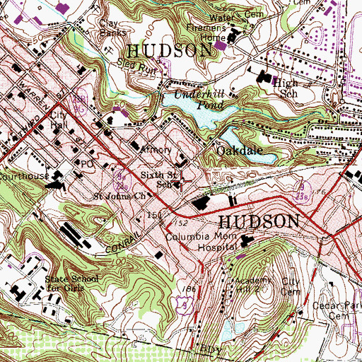 Topographic Map of Sixth Street School, NY