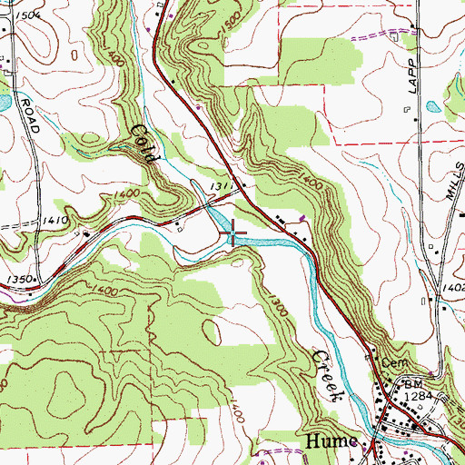 Topographic Map of Sixtown Creek, NY