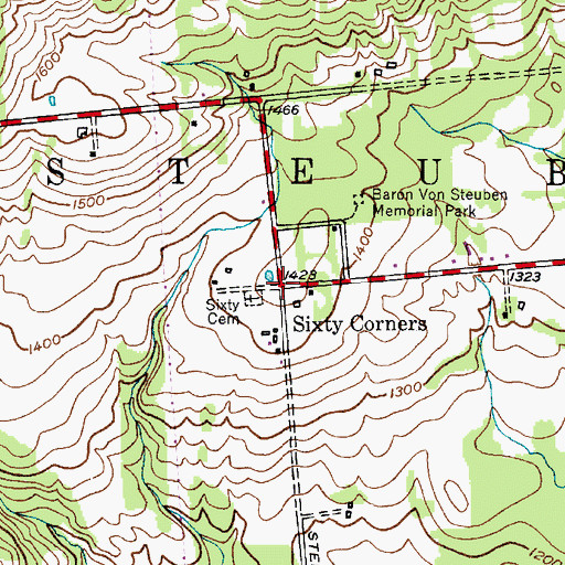 Topographic Map of Sixty Corners, NY