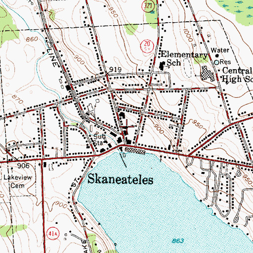 Topographic Map of Skaneateles, NY