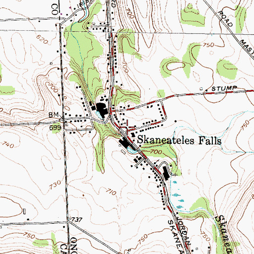 Topographic Map of Skaneateles Falls, NY
