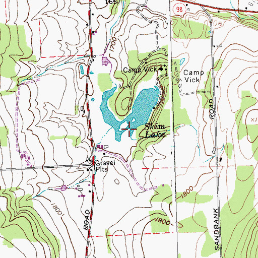 Topographic Map of Skim Lake, NY