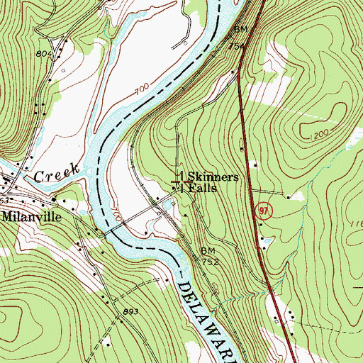 Topographic Map of Skinners Falls, NY