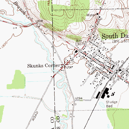 Topographic Map of Skunks Corner, NY