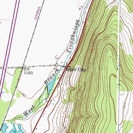 Topographic Map of Slab City, NY