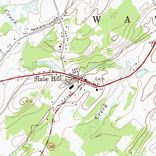 Topographic Map of Slate Hill, NY